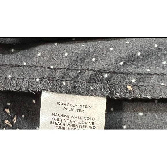 LOFT Sz S Gray Pink Floral Print Polka Dot Peasant Blouse Top Womens - Picture 6 of 6